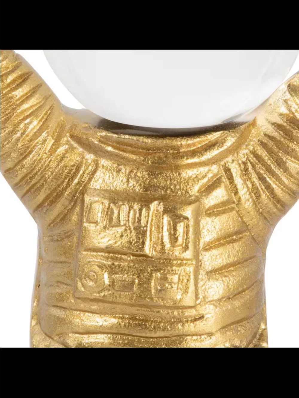Gold Astronaut Sculpture Crystal Globe Helment - Picture 6 of 8
